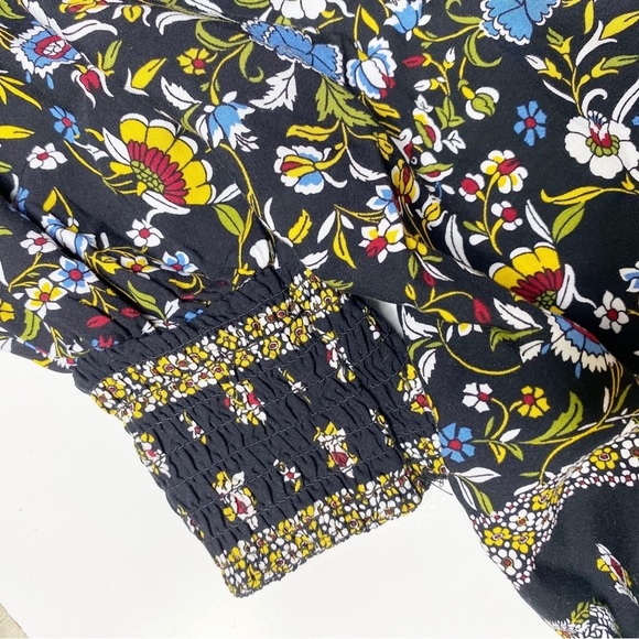 Zara Smocked Long Sleeve Floral Print Dress Large - Picture 7 of 10